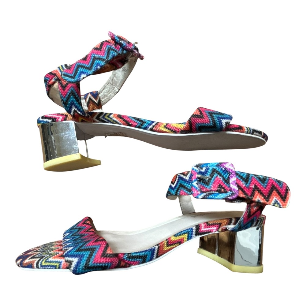 Jeffrey Campbell Rainbow Dody Embroidered Ankle Strap Sandals Size 7.5